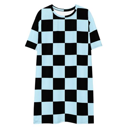 Blue Checkered T-shirt dress